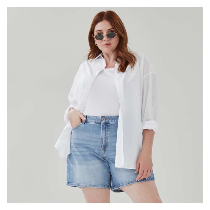 Women+ Light Wash Relaxed Fit Denim Short